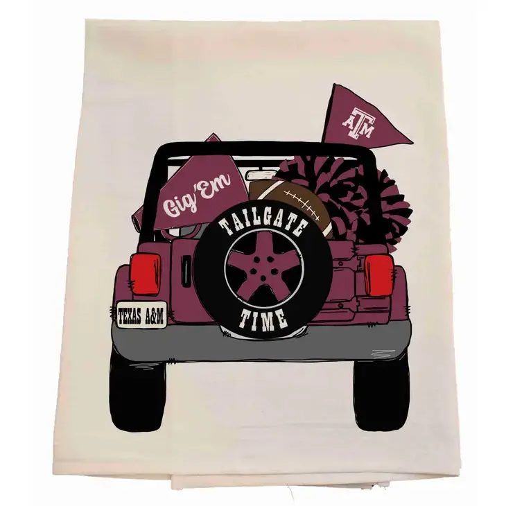 Aggie Jeep Tailgate Tea Towel 1