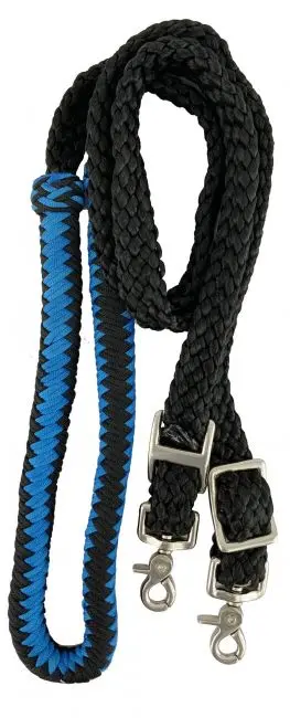 19506 - 8Ft Nylon Braided Roping Rein. (Blue/Black) 1