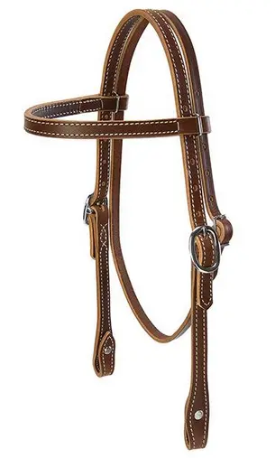 Doubled And Stitched Harness Leather Browband Headstall,  Pony 1