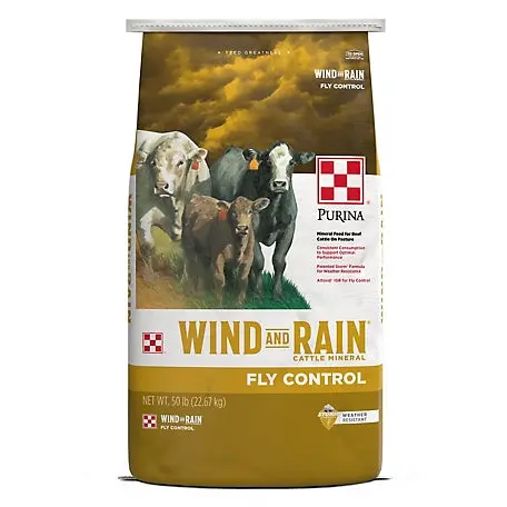 Purina Wind And Rain Storm All Season 7.5 Complete Altosid Fly Control Beef Cattle Mineral Feed, 50 Lb. Bag 1
