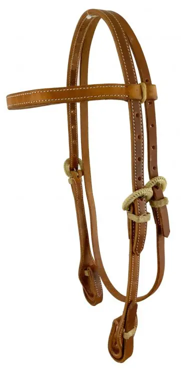 Showman ® Browband Harness Leather Headstall With Quick Change Bit Loops And Rawhide Covered Buckles. 1