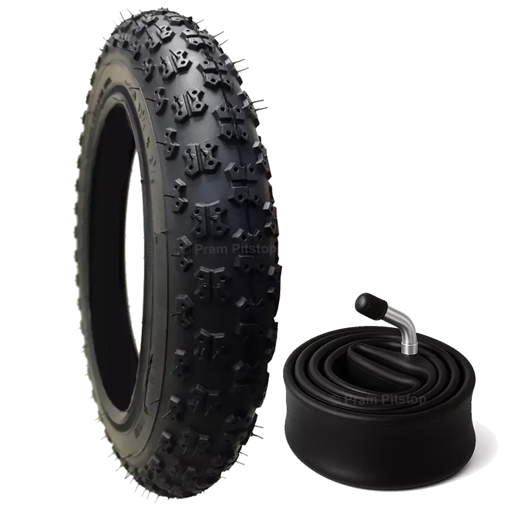 12 1/2 X 2 1/4 Pram Tyre (Black) - Plus Inner Tube (Angled Or Straight Valve Option) 1