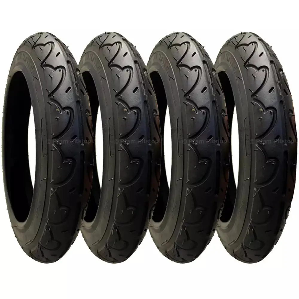 4 Pack - 12 1/2 X 2 1/4” Pram Tyres In Black 1