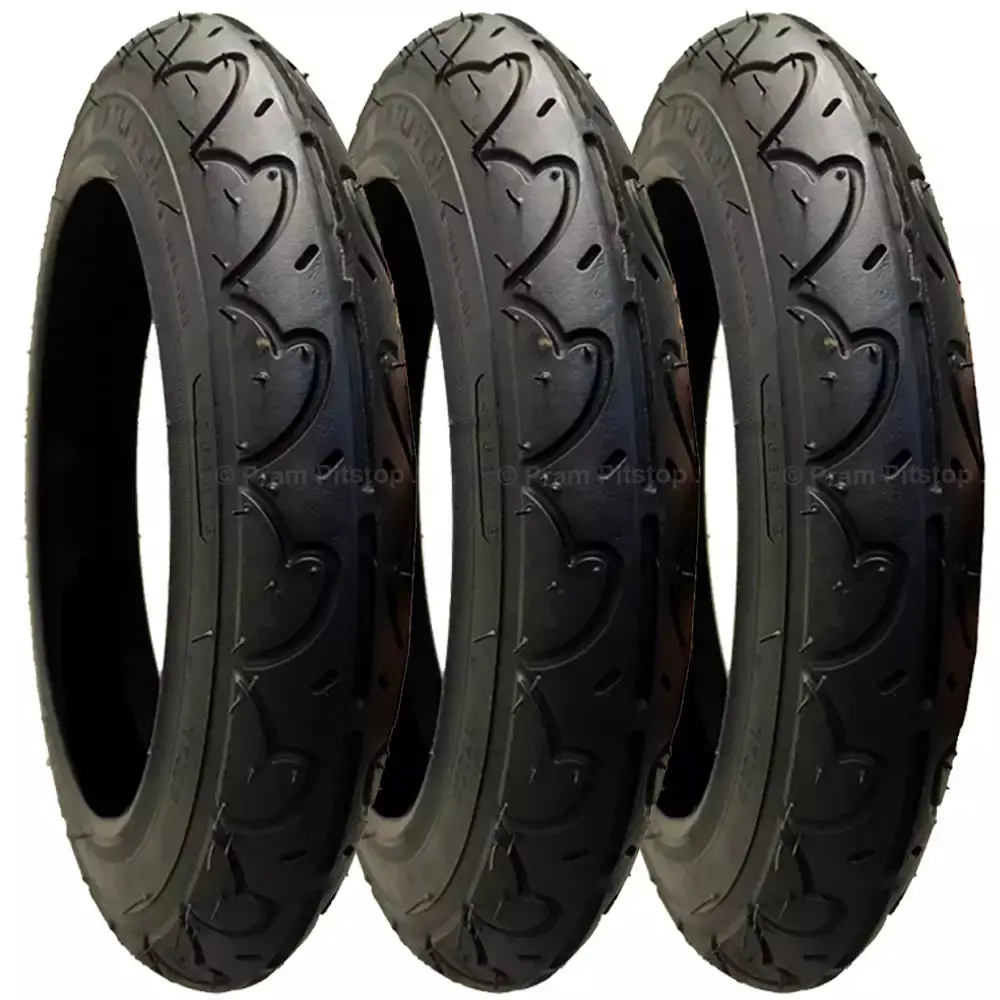 3 Pack - 12 1/2 X 2 1/4” Pram Tyres In Black 1