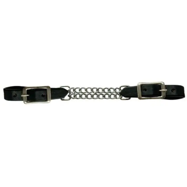 Showman Leather Curb With Double Chain - Black 1