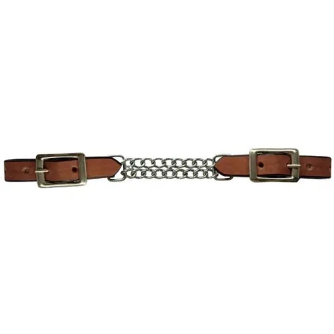 Showman Leather Curb With Double Chain - Medium Brown 1