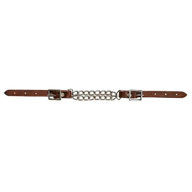Showman Argentina Cow Leather Double Chain Curb Strap - Dark Brown 1