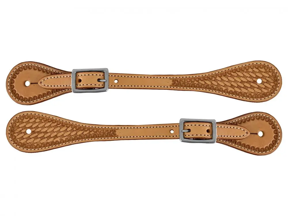 Showman ® Argentina Cow Leather Men's Basketweave Spur Straps 1
