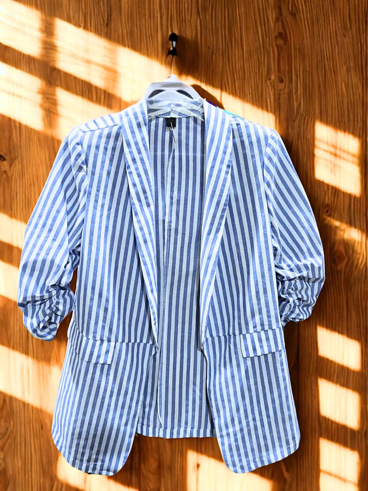 White And Blue Stripped Blazer 1