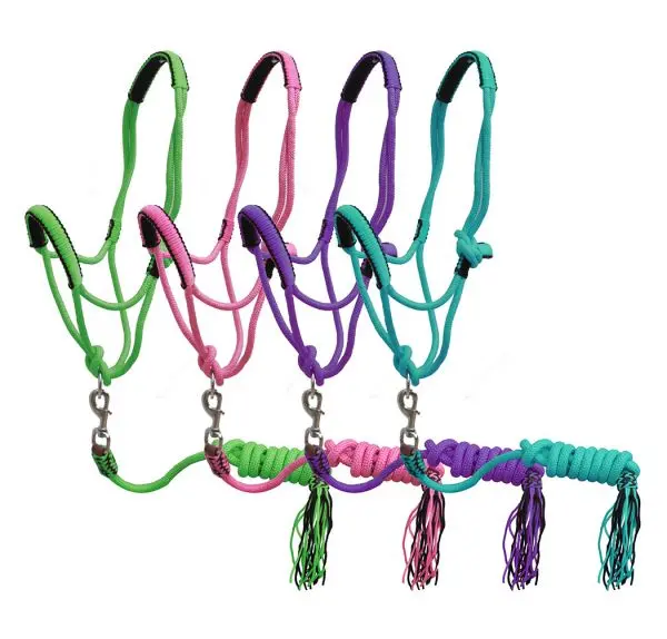 Showman ® Pony Braided Nylon Cowboy Knot Rope Halter With Lead 1