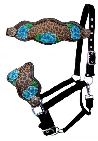 Showman Halter Design Cheetah With Flowers 1