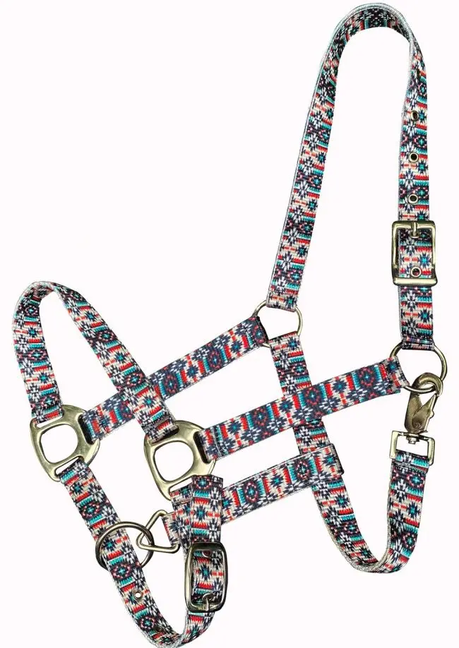 16816 -Nylon Horse Sized Halter With Southwestern Print. 1
