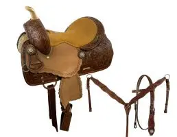 12" Double T Medium Oil Youth Barrel Style Saddle With Suede Seat 1