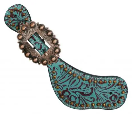 Showman Leather Spur Straps With Filigree Print 1