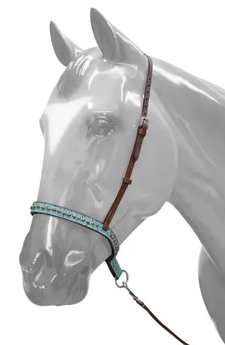 Showman Adj. Teal Filigree Noseband And Tie Down 1