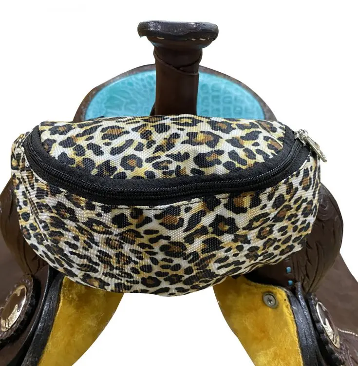 Showman Cheetah Print Insulated Nylon Saddle Pouch 1