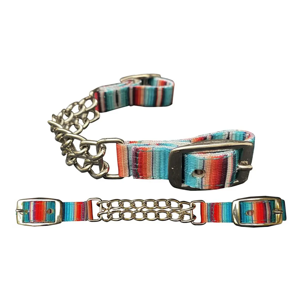 Showman Southwest Print Fully Adjustable Double End Chain Nylon Curb Chain 1