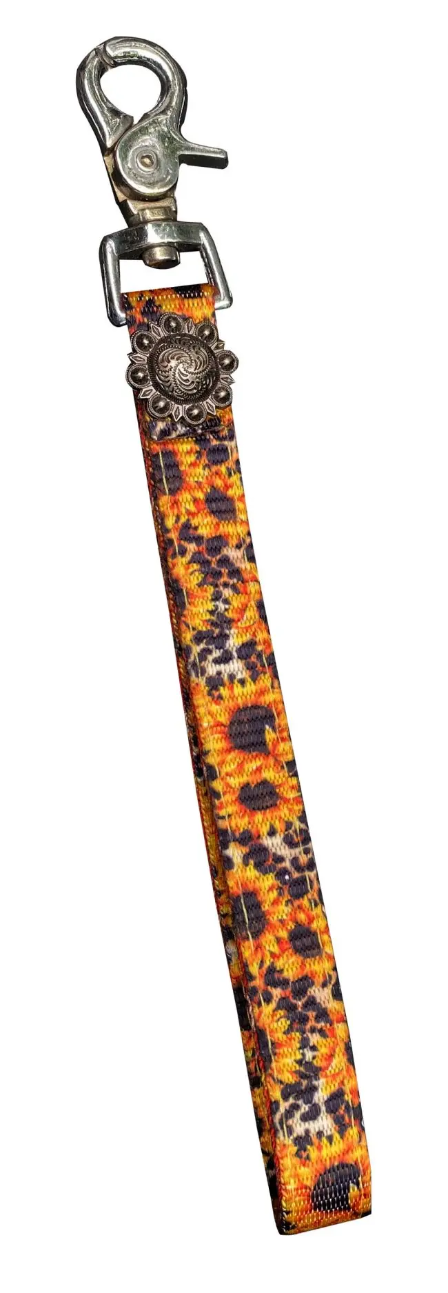 Showman Premium Nylon Sunflower And Cheetah Print Key Chain With Floral Concho 1