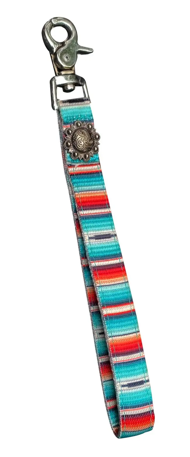 Showman Premium Nylon Serape Print Key Chain With Floral Concho 1