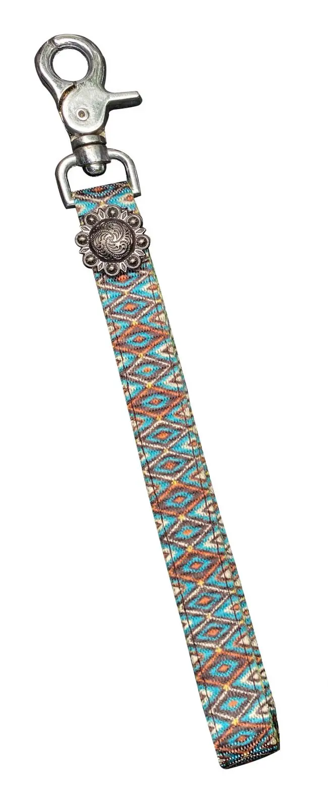 Showman Premium Nylon Southwestern Print Key Chain With Floral Concho 1