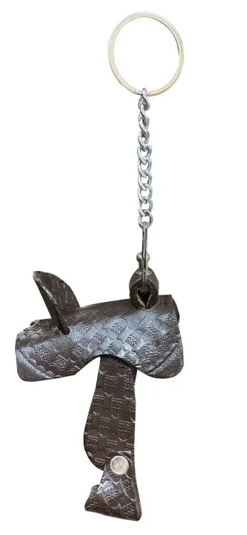 Brown Leather Saddle Keychain 1