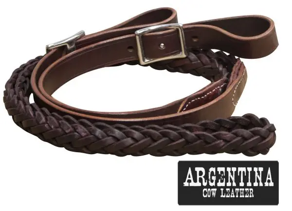 19098 - 7.5 Ft Argentina Cow Leather Contest Reins. 1