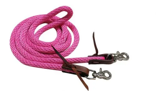 19246 - 96" Derby Nylon Barrel Reins With Scissor Snap Ends - Pink 1