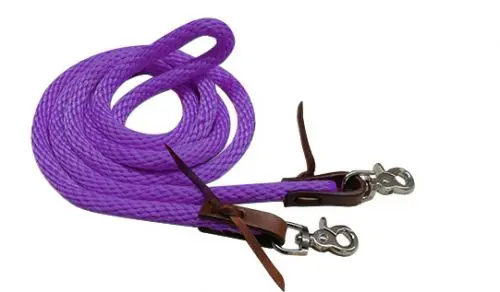 19246 - 96" Derby Nylon Barrel Reins With Scissor Snap Ends.-Purple 1