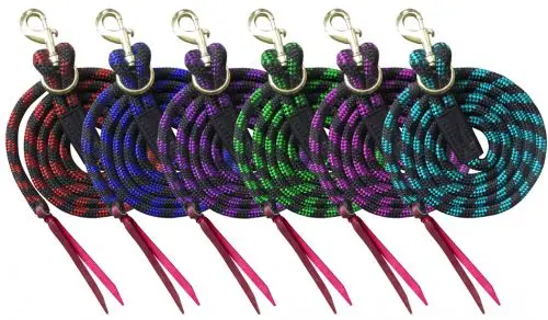 Showman ®  8' Nylon Pro Braid Lead Rope With Removable Brass Snap. 1
