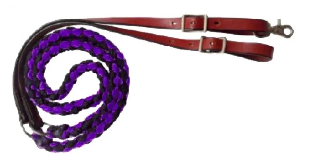19630 - 8Ft Nylon Braided Contest Reins With Leather Ends 1