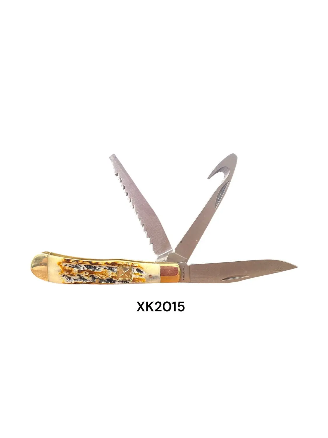 Twisted X  Knifes- 4 1/4" Closed Natural Bone, Yellow 3 Blade 1
