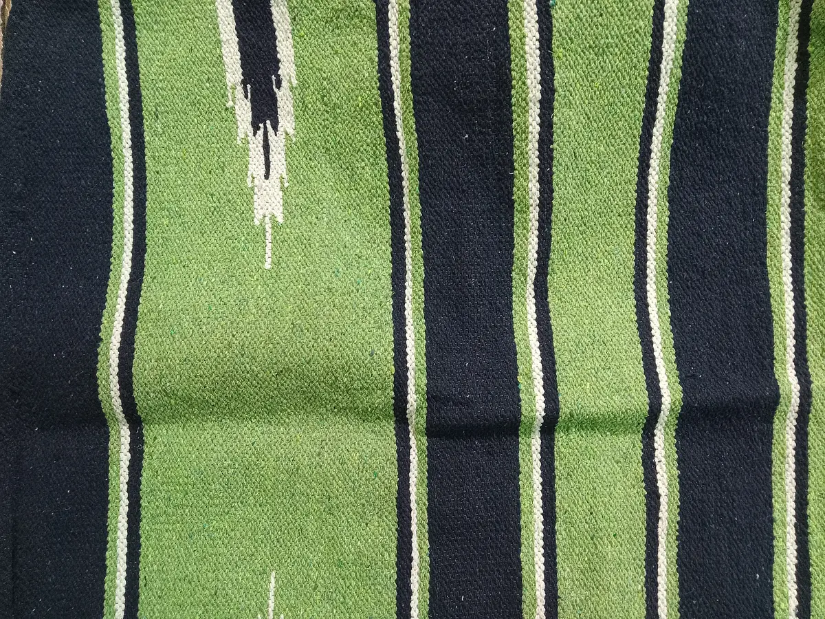 Single Weave Saddle Blanket Blue/Green/White 1