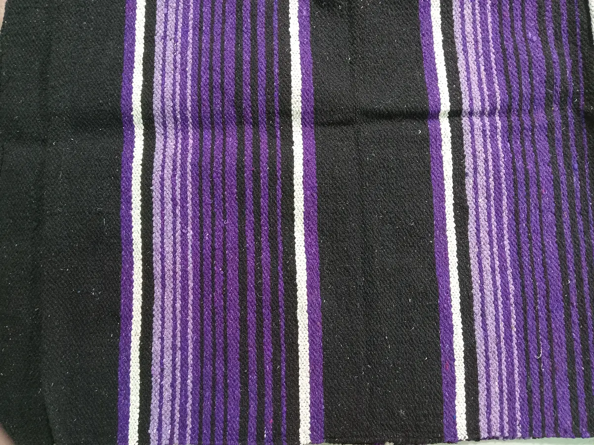 Single Weave Saddle Blanket Black/Purple/White 1