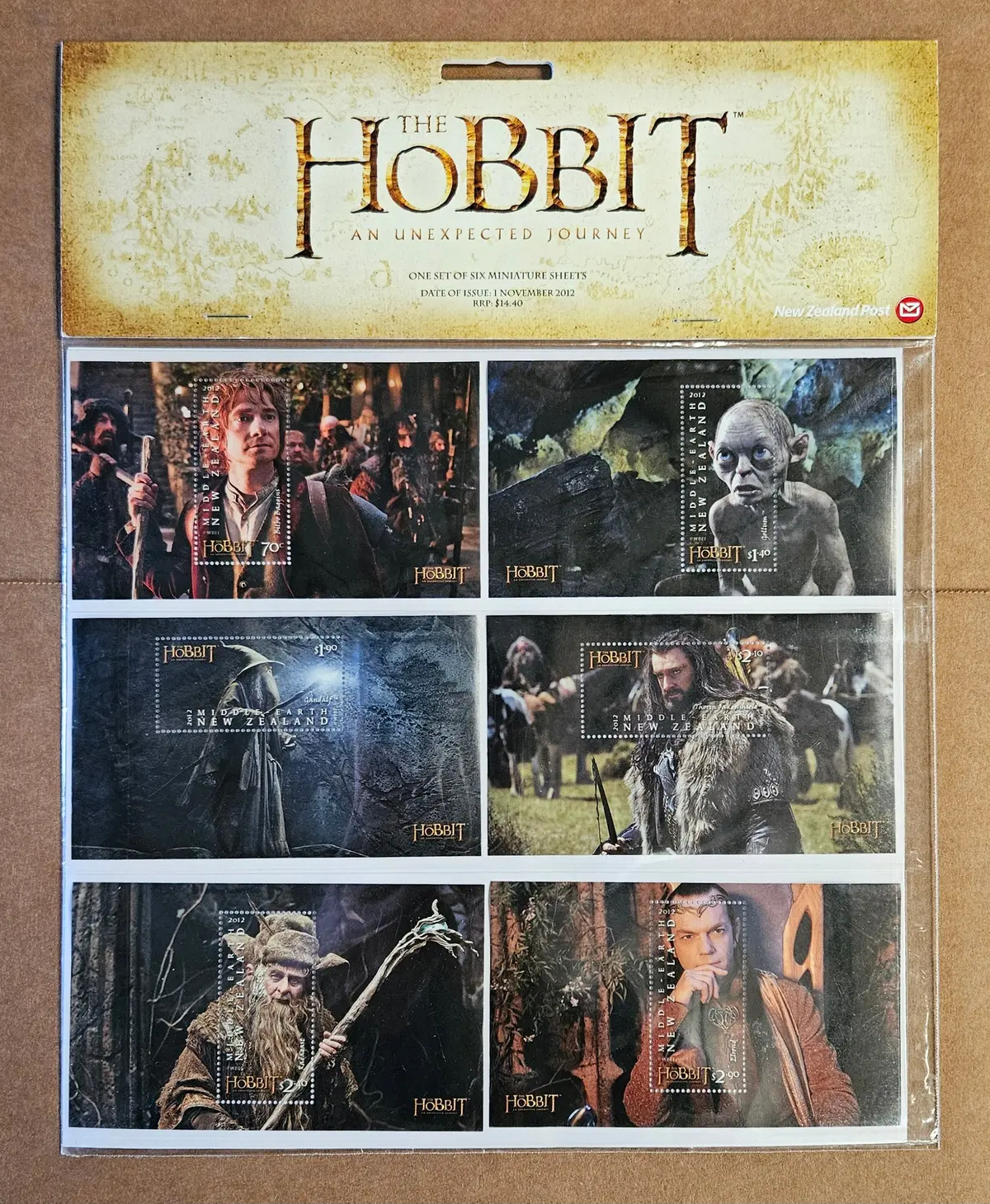 The Hobbit An Unexpected Journey: New Zealand Post Set Of Six Stamps Miniature Sheet 2012 1