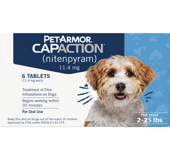 Petarmor® Capaction® (Nitenpyram) Oral Flea Control Dogs 2-25 Lb 11.4 Mg 6/Pkg 1