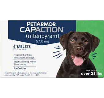 Petarmor® Capaction® (Nitenpyram) Oral Flea Control Dogs 25.1-125Lb 57Mg 6/Pkg 1