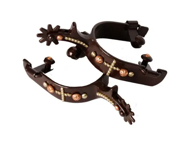 Showman - Brown Steel Spur With Copper Studded Cross. 1