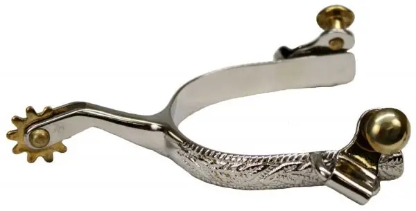 Showman ® Chrome Plated Ladies Size Engraved Spurs With Brass Rowels. 1