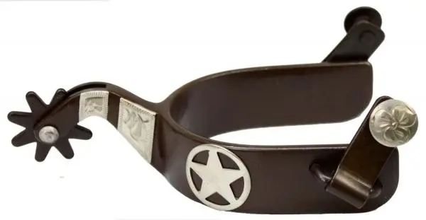 Showman Ladies Brown Steel Silver Show Spur With Texas Star 1