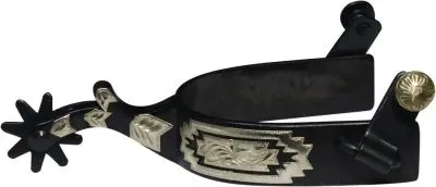 Showman Black Steel Spur With 1" Band And 3" Shank. Details Are Engraved Silver Navajo Accents 1