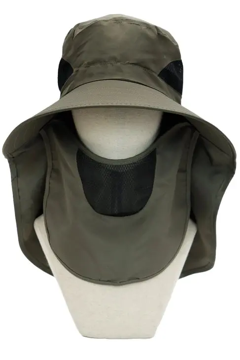 Dark Neutral Wide Brim Poly Fabric Mesh Sun Visor/Olive 2