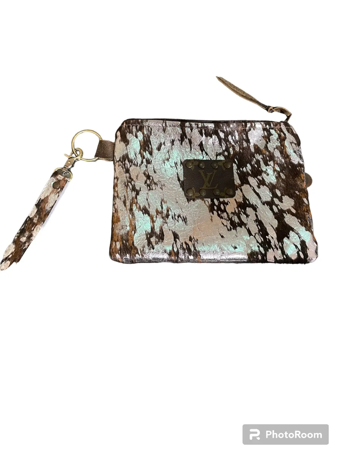 Lv Hand Pouch - Brown/ Silver 1
