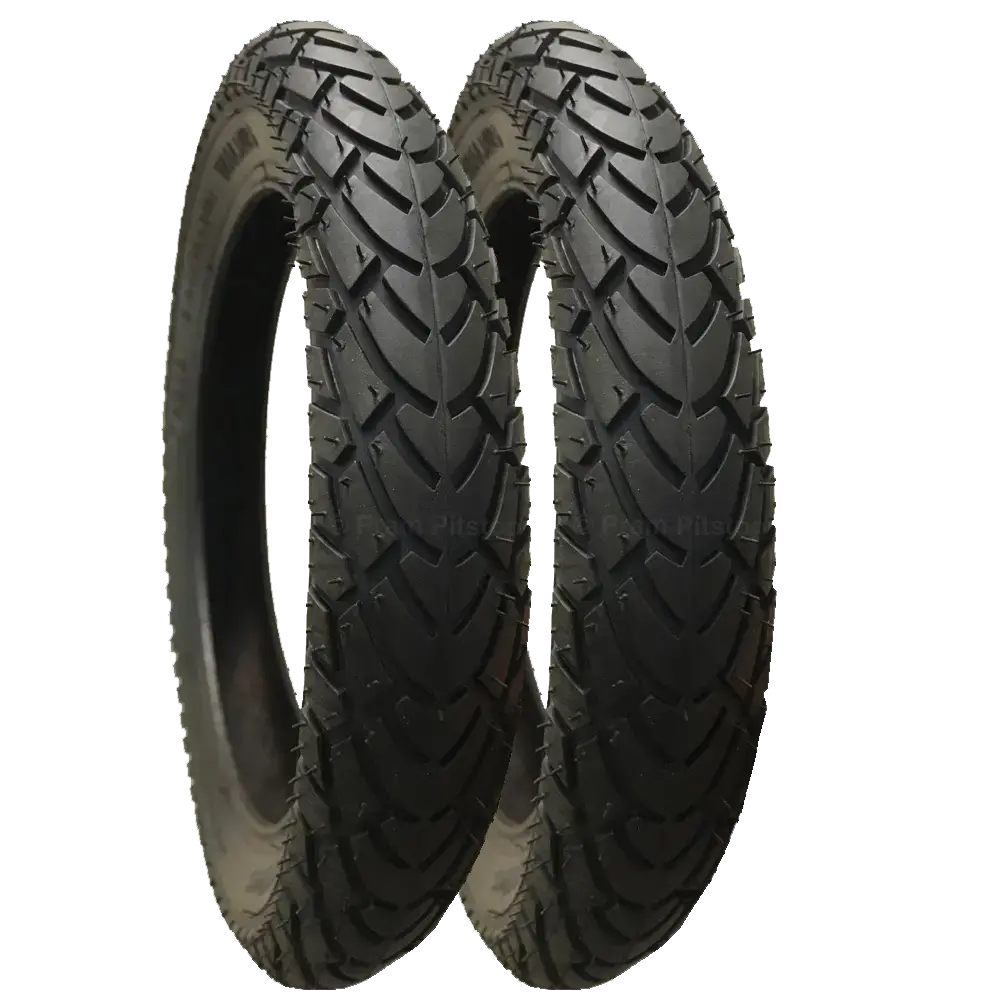 2 Pack - 12 1/2 X 1.75 X 2 1/4” Pram Tyres Black (Premium Brand; Mitas) 1