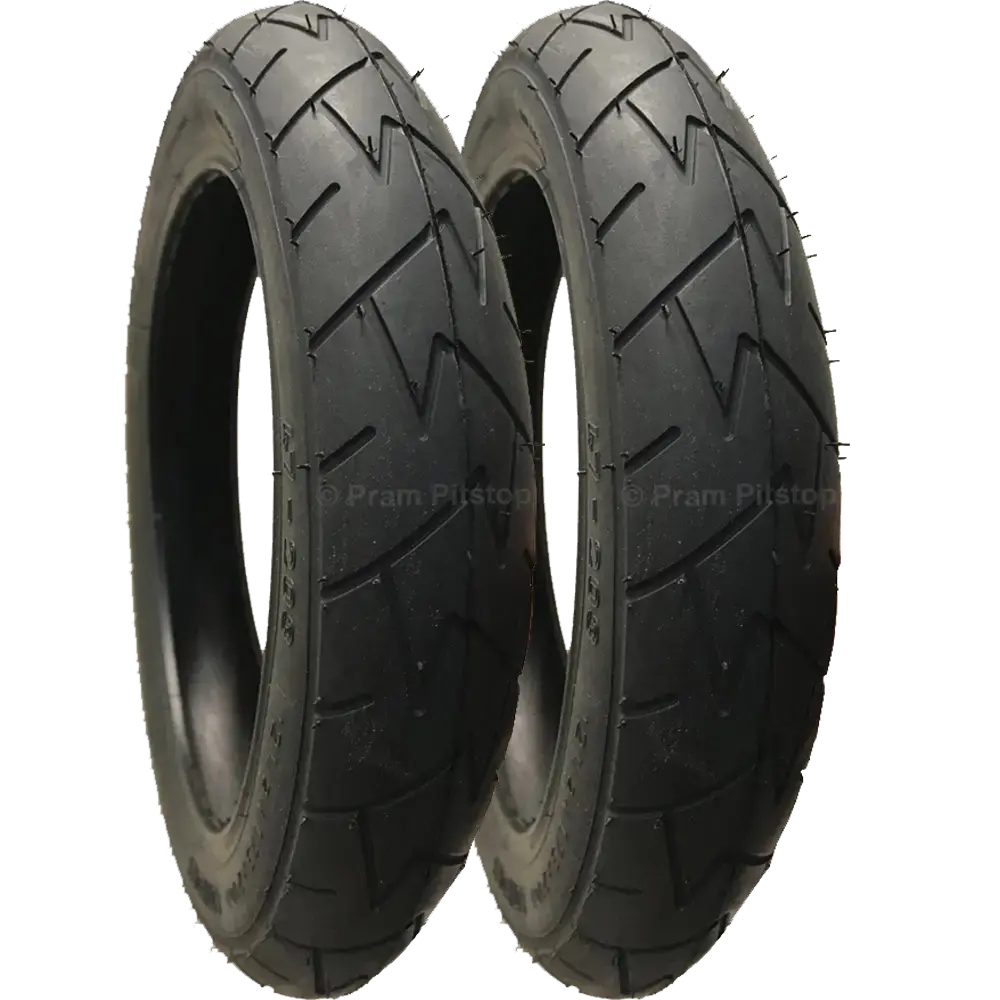 2 Pack - 12 1/2 X 1.75 X 2 1/4” Pram Tyres In Black 1