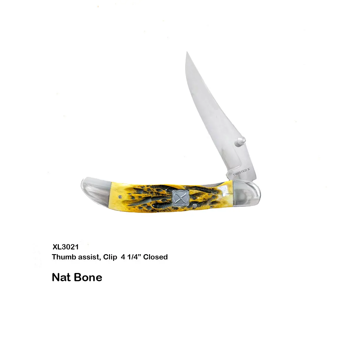 Twisted X  Knifes- 4 1/4" Closed Yellow Bone Stockman 1