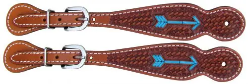 Showman Leather Spur Straps With Rawhide Laced Arrow 1