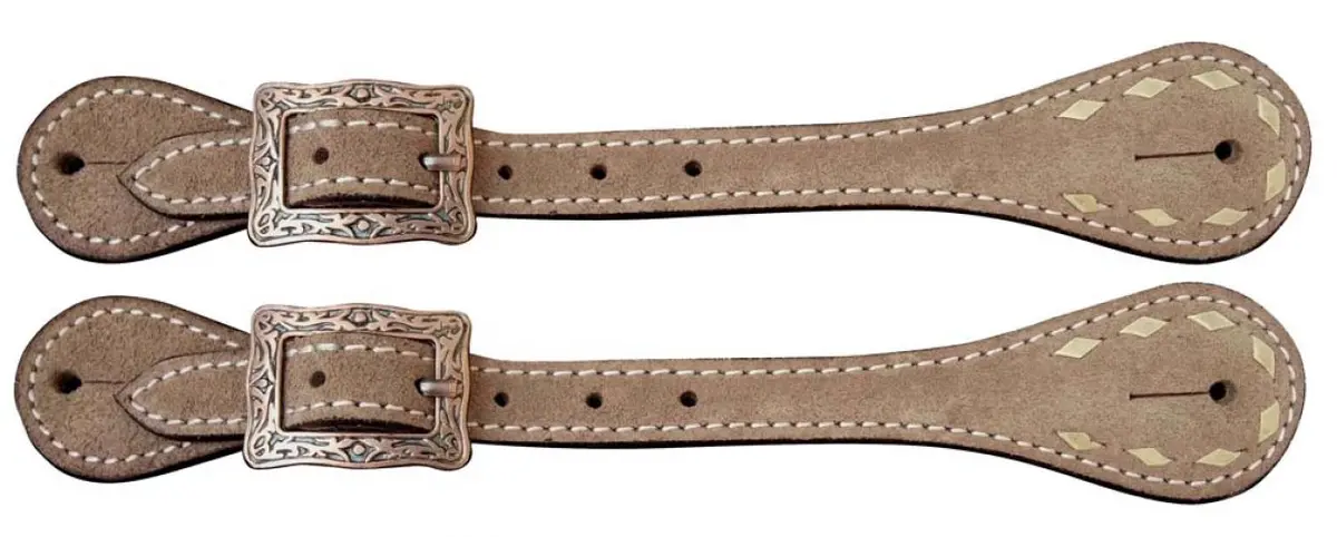 Showman Men's Roughout Leather Spur Straps With Natural Buckstitch Trim 1
