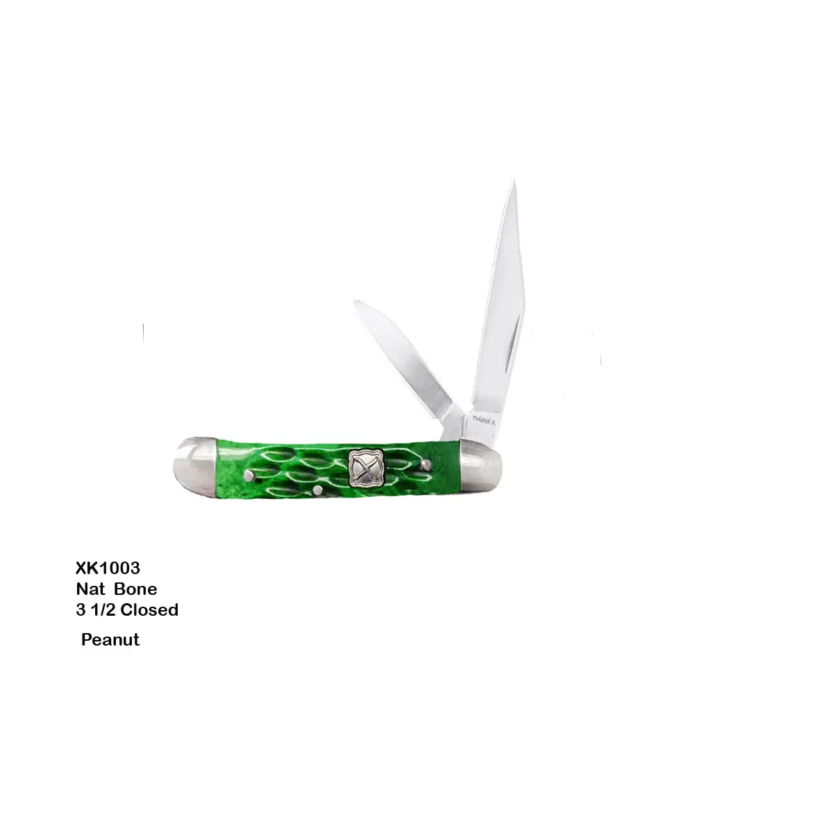 Twisted X Folding Knives- 2 2/3" Closed Green Peanut 1