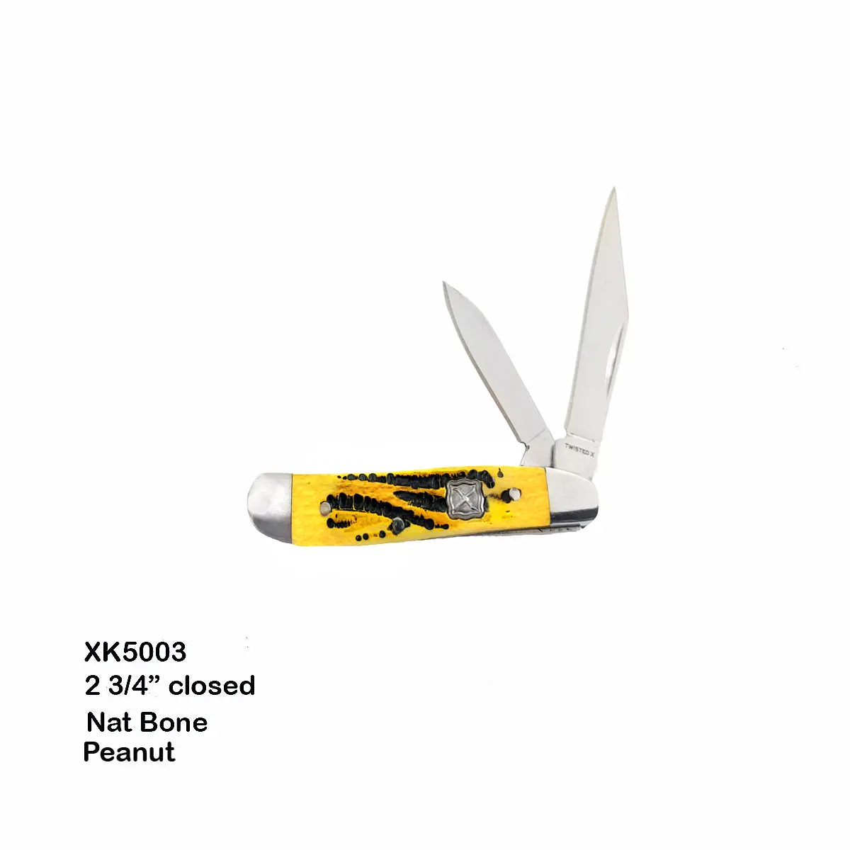 Twisted X Folding Knives- 2 2/3" Closed Natural Bone, Peanut 1