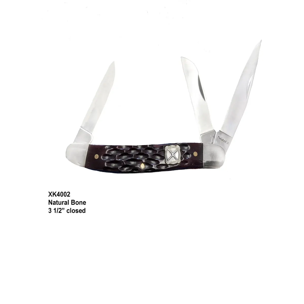 Twisted X Folding Knives- 3 1/2" Closed, Red Bone 1